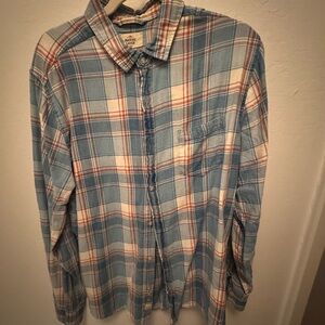 Marine Layer Blue and Red Plaid Shirt